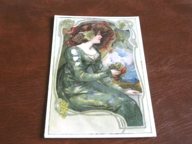 Original  Art Nouveau Glamour Embossed Postcard, Stewart & Woolf