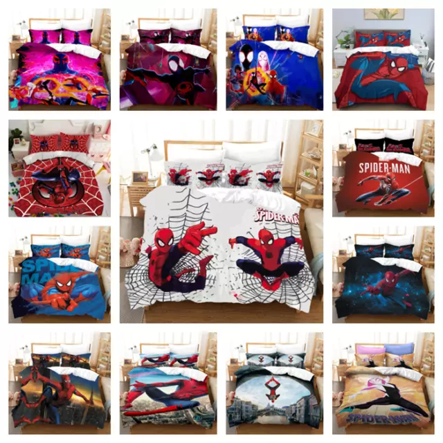Bedding Set Soft Doona Cover Set Bedroom Decor Spider-Man S/D/Q/K Kids Gifts