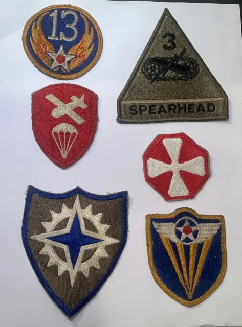 U.S.A. Military WWII Patches (6) Army Airborne Airforce. 13 Transport 16th Corps