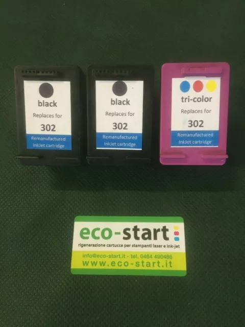 Cartucce COMPATIBILI HP 302 nero (2pz) + 302 colore (1pz)