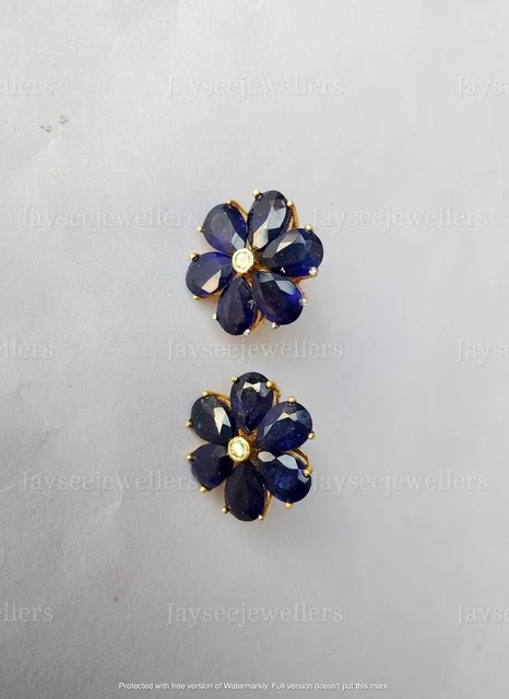 Birthday Gift's Blue Sapphire Gemstone 925 Sterling Silver Pave Diamond Earring