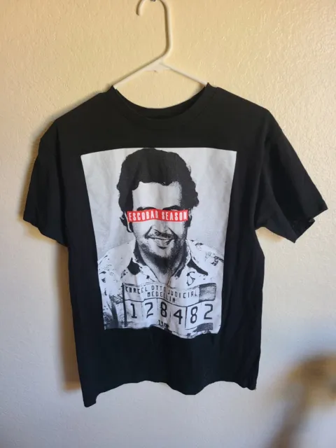 Pablo Escobar Season Men's T-Shirt Graphic Black & White Mugshot THC MEDIUM
