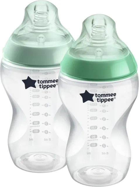 Tommee Tippee Closer to Nature Baby Bottles, 340ml, Pack of 2, Clear, 3 Months+