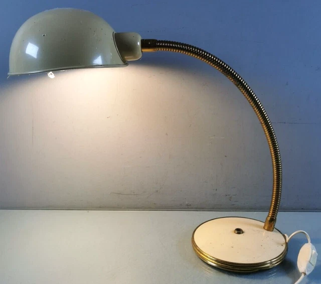 LAMPE DE BUREAU Chevet style Art Deco METAL Articulee Beige pied Rond Italie Y