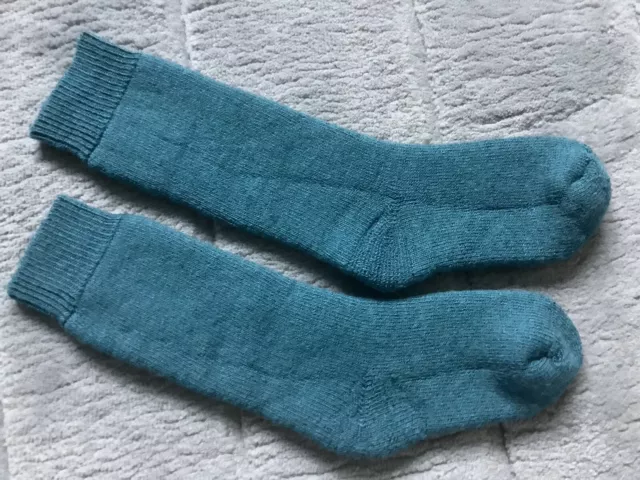 Ladies/Youth/Mens Size 4-5.5 80%Wool Blend boot SocksThick Loop Pile Turquoise