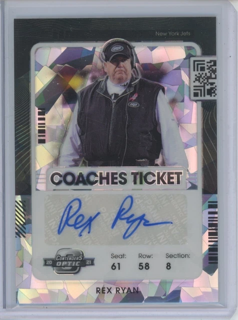Rex Ryan Auto /22 2021 Panini Contenders Optic Coaches Ticket Cracked Ice Prizm