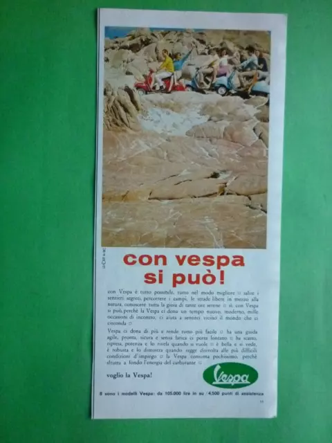Vespa Piaggio 1966 Advertising Vintage With Vespa Si Can'Clipping Original 2c