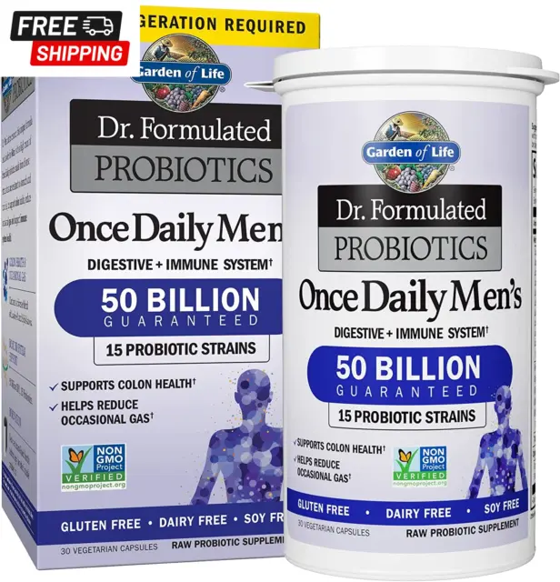 Probiotics for Men - Dr Formulated 50 Billion CFU Probiotic + Prebiotic Fiber fo