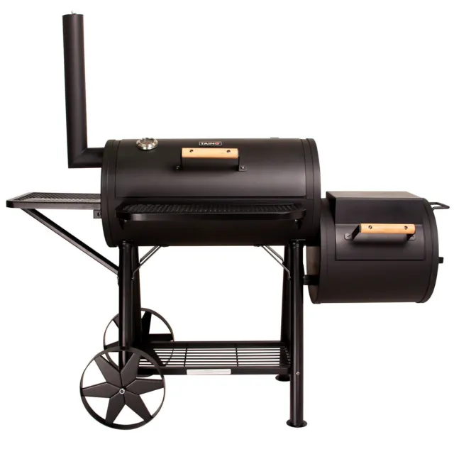 TAINO Yuma Massiver Smoker BBQ GRILLWAGEN Holzkohle Grill 90KG 3,5mm Offset