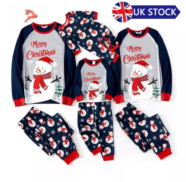 Adults Kids Christmas Family Matching Pyjamas Pajamas Snowman Sleepwear PJs Sets