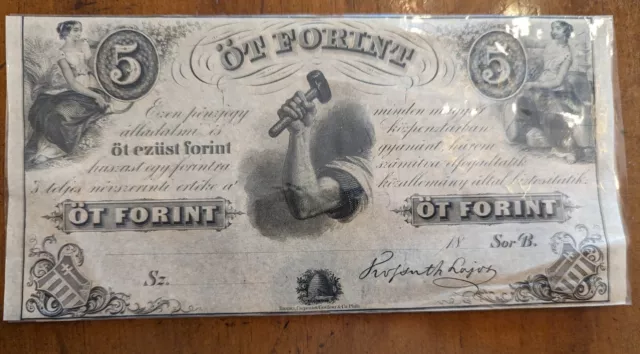 1852 Hungary Ot Forint Note!