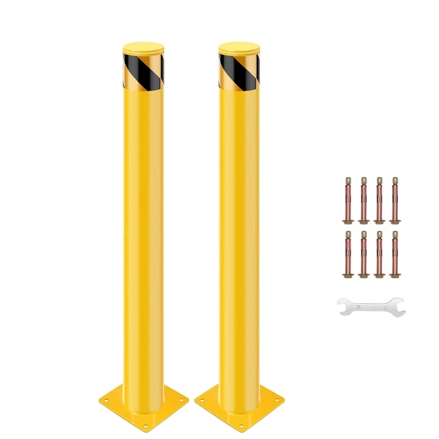 Safety Bollard Post 30 Inch Removable Steel Bolt Down Parking Bollards 2/4PACK