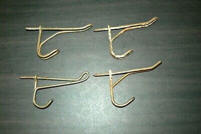 Lot of 4 Vintage Antique Metal Threaded Twisted Wire Hooks Coat Hat