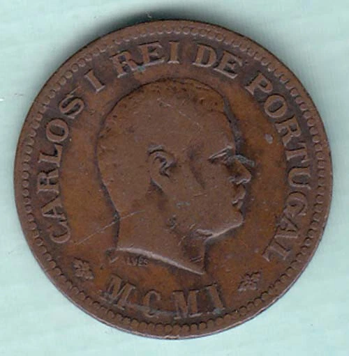 India Portugueza Carlos I  1/4 Tanga 6.10 G. copper coin