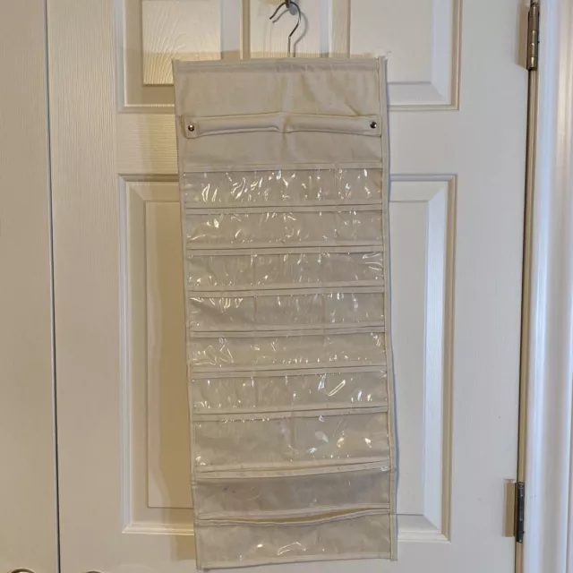 Dazz Hanging Jewelry Earring Organizer Double Sided Beige Damask Dazz Hanging Jewelry Earring Organizer Double Sided Beige Damask