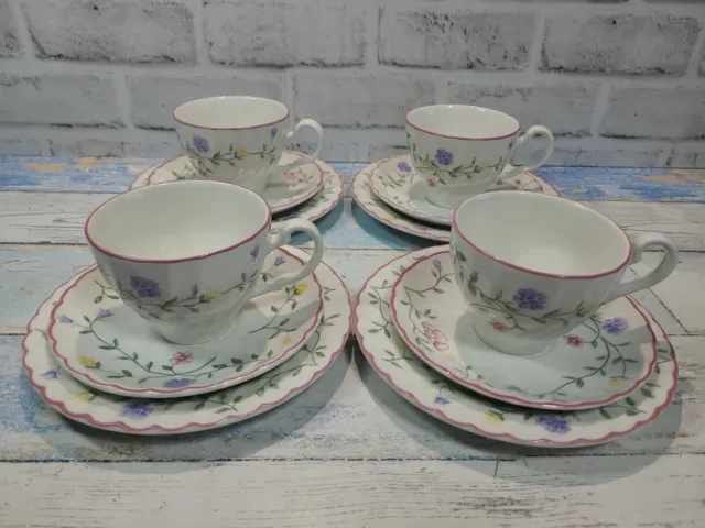 4 x Johnson Bros Summer Chintz Tea Trios Cups/Saucers/Side Plates Afternoon Tea