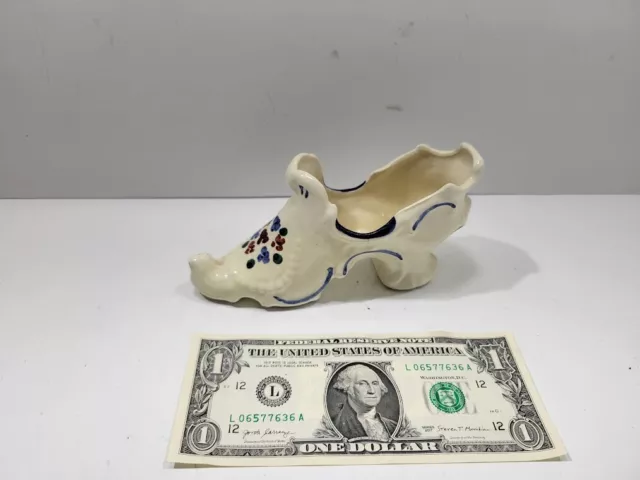 VTG Ceramic Porcelain White Victorian Boot/Shoe Decorative Vase Planter 2.5"H