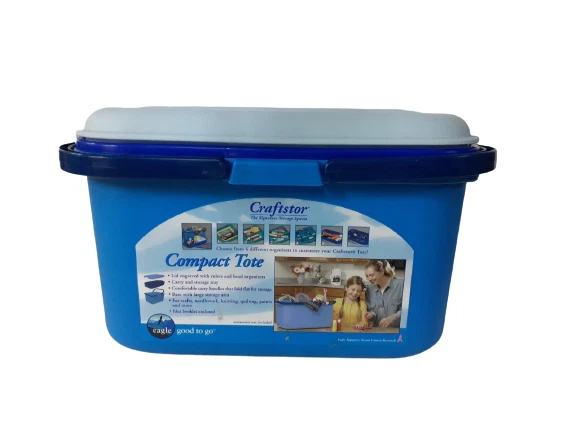 Papelera Organizadora de Almacenamiento de Costura Vintage Eagle Craftstor Años 90 AZUL 14", RARA