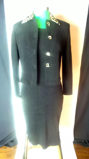 Dress - Women's Black Two Piece Dress and Jacket by Positive Attitude Size 4