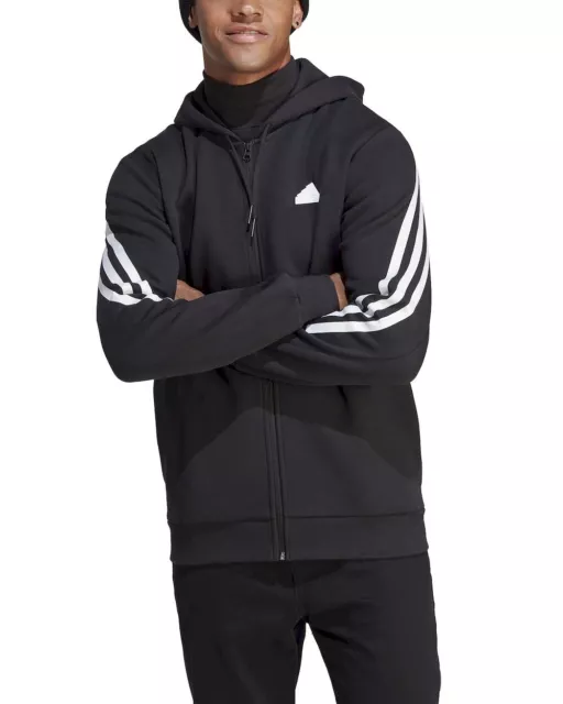 Giacca Sportiva cappuccio UOMO Adidas Nero Future Icons 3-Stripes Full Zip