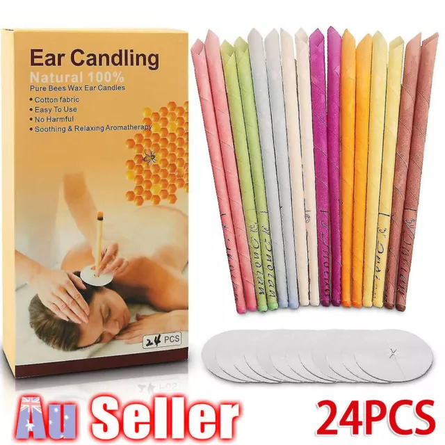 100% Natural Ear Candles Beeswax Bees Wax Ear Candling Cones - Pack of 24