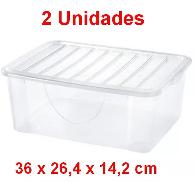 2 x Caja de Almacenaje con Tapa,10 L,36 x 26,4 x 14,2 cm,ropa,objetos,decorativa