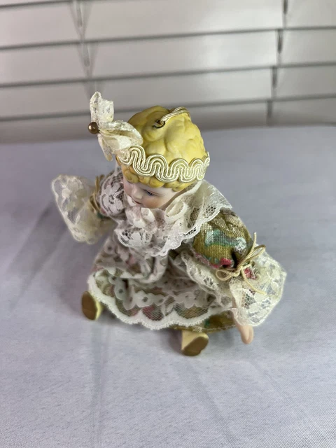 Vintage Mini 6” Porcelain Bisque China Fashion Doll Ornament 7