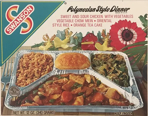 1986 SWANSON TV POLYNESIAN STYLE FROZEN DINNER Metal Magnet 3x4 inches 8693