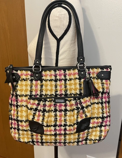 Coach Daisy Wool Tweed Plaid Emma Tote F25083