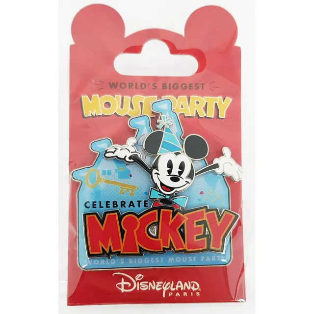 Disneyland Paris Mickey Mouse 90th Pin Worlds Biggest Mouse Party Key Badge