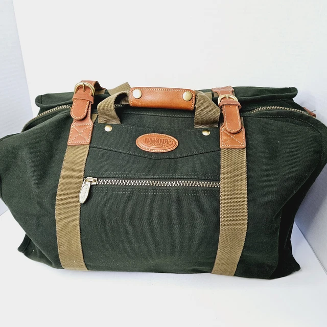 Tumi Dakota Duffle Bag Hunter Green Canvas Leather Highlights Carryon Weekender