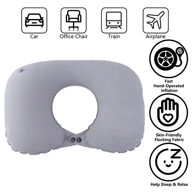 Inflatable Travel Pillow Set for Airplane - Air Inflatable Neck U-Shaped Pillow