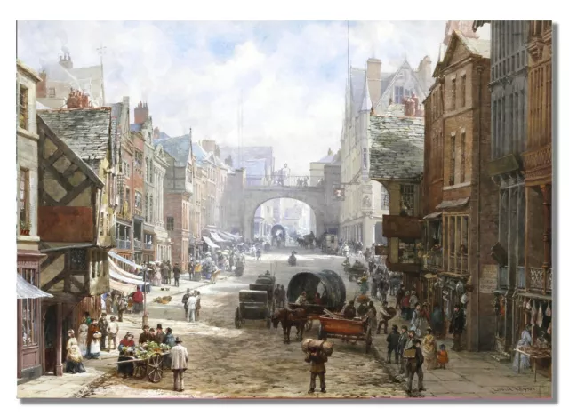 Chester Eastgate Street Louise Rayner Copy Of Painting Retro Watercolour Poster