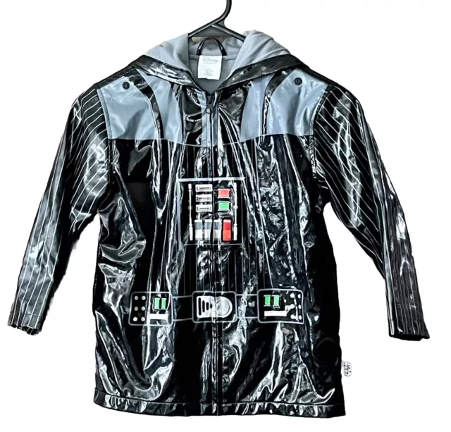 Disney Store Darth Vader Rain Jacket Star Wars Hoodie Full Zip Size 4