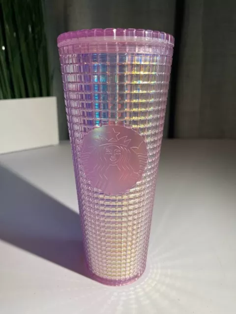 Starbucks Pink Grid Disco Holiday 2020 Cold Cup Tumbler 24oz-No Straw