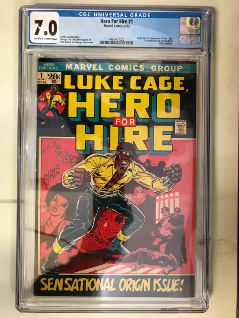 Hero For Hire #1 (1972) 1St Appearance Luke Cage Cgc 7.0 Marvel