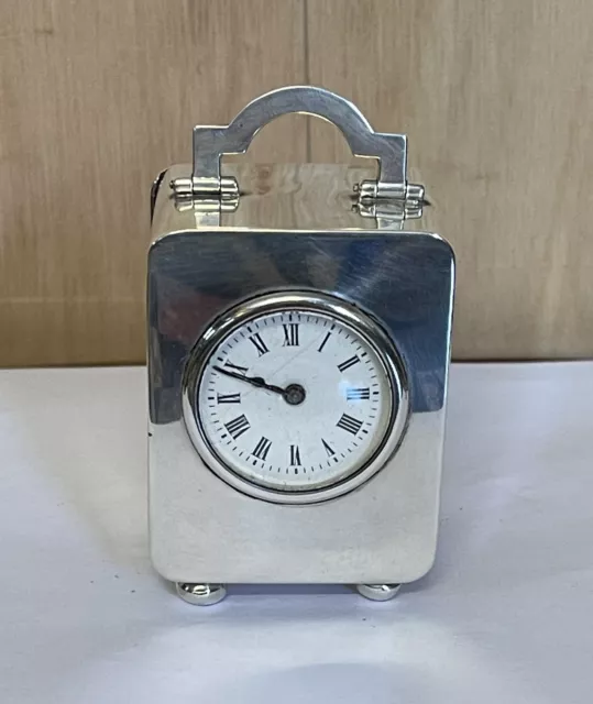 Sterling Silver Asprey & Co London 1913 Miniature Carriage Clock Original Case 3