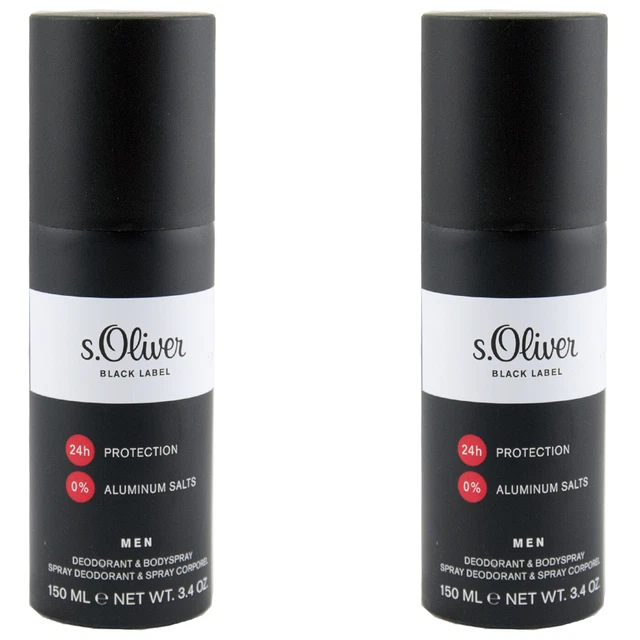 S.Oliver Black Etiqueta Desodorante & Body Spray 2 x 150 ML 24H 0% Aluminiumsalz