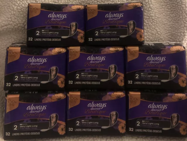 Always Discreet Boutique #2 líneas largas 8 paquetes 32 por paquete 256 almohadillas