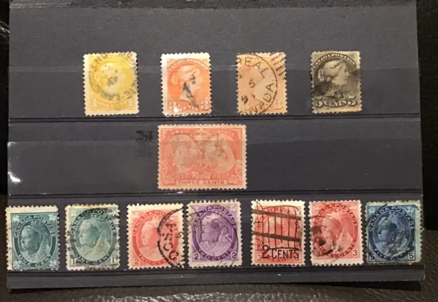 canada stamps queen victoria fine- good used x 12