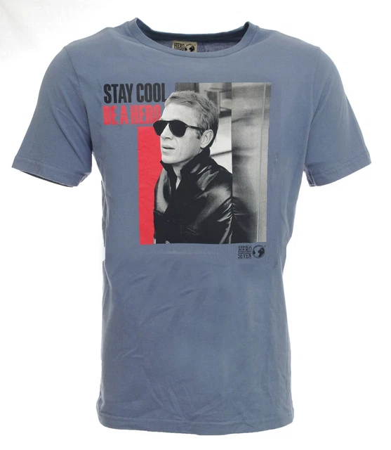 T-shirt Steve McQueen Hero Seven - Bleu Marine - Motos Norton - Tailles S/M