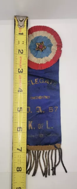 Rare Knights of Labor Delegate Ribbon 1800s USA Canada First Union K of L KOL