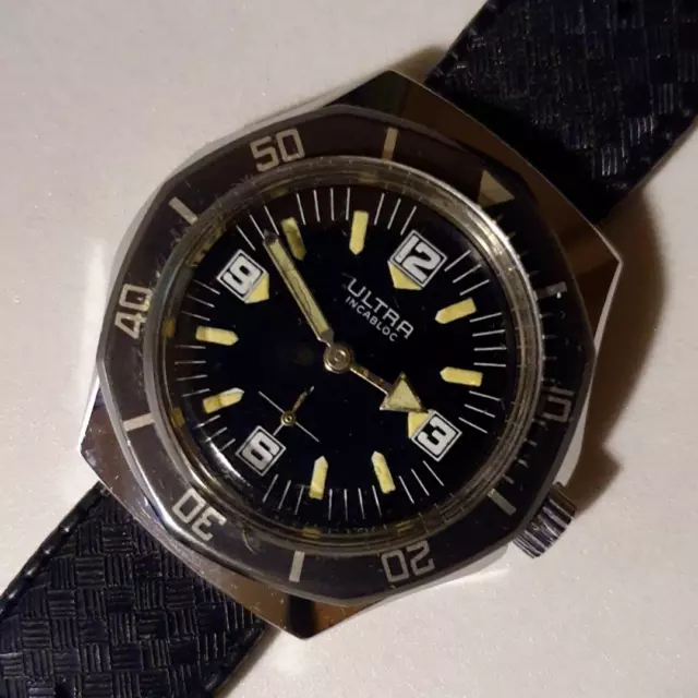 Reloj Skindiver Hombre ULTRA Mecánico Swiss Raro Vintage '70 NOS 40mm Oversize