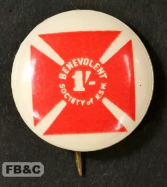 c1950s Benevolent Society of NSW 1/- Pin Badge - Maltese Cross