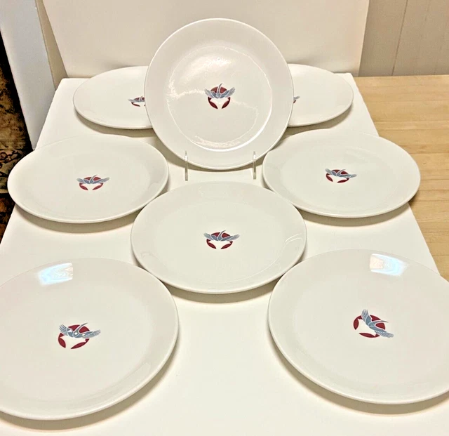 8 Syracuse China Railroad China Or Restaurant Ware 8 1/4" Plates Syralite 13-C !