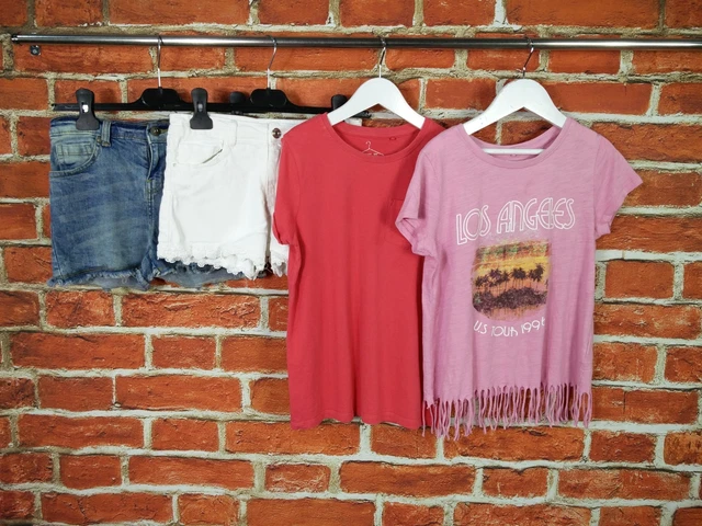Girls Bundle Age 9-10 Years Next John Lewis Zara Denim Shorts T-Shirt Pink 140Cm