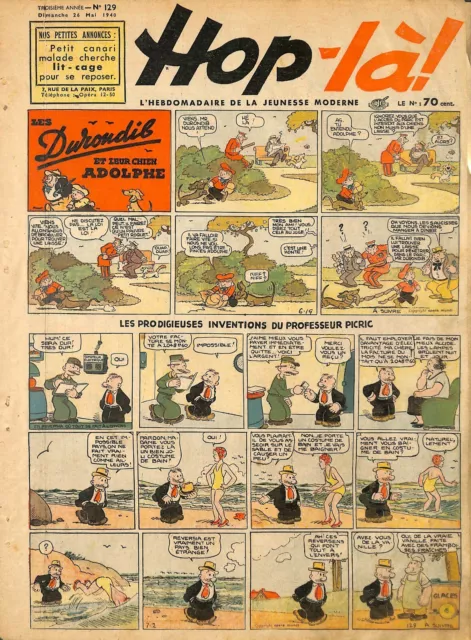 " Hop - La ! " Mandrake / Popeye / Prince Vaillant / Revue Jeunesse N° 129  1940