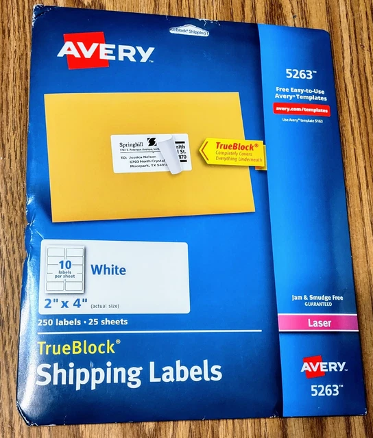 Avery TrueBlock 2inX4in Shipping Labels 23 Sheets 230 Labels