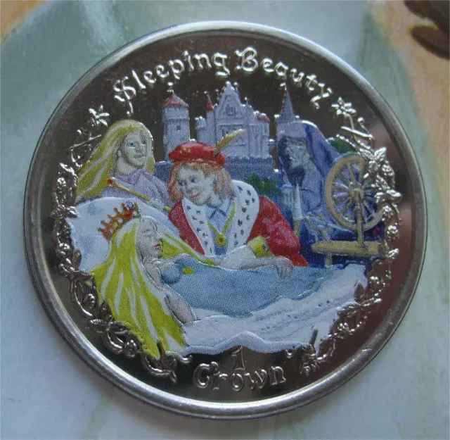 Isle of Man Crown 2007 UNC Color Coin The Sleeping Beauty in the Woods Booklet