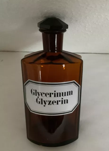 Apotheker Flasche mit Originaletikett und intaktem Schliffstopfen